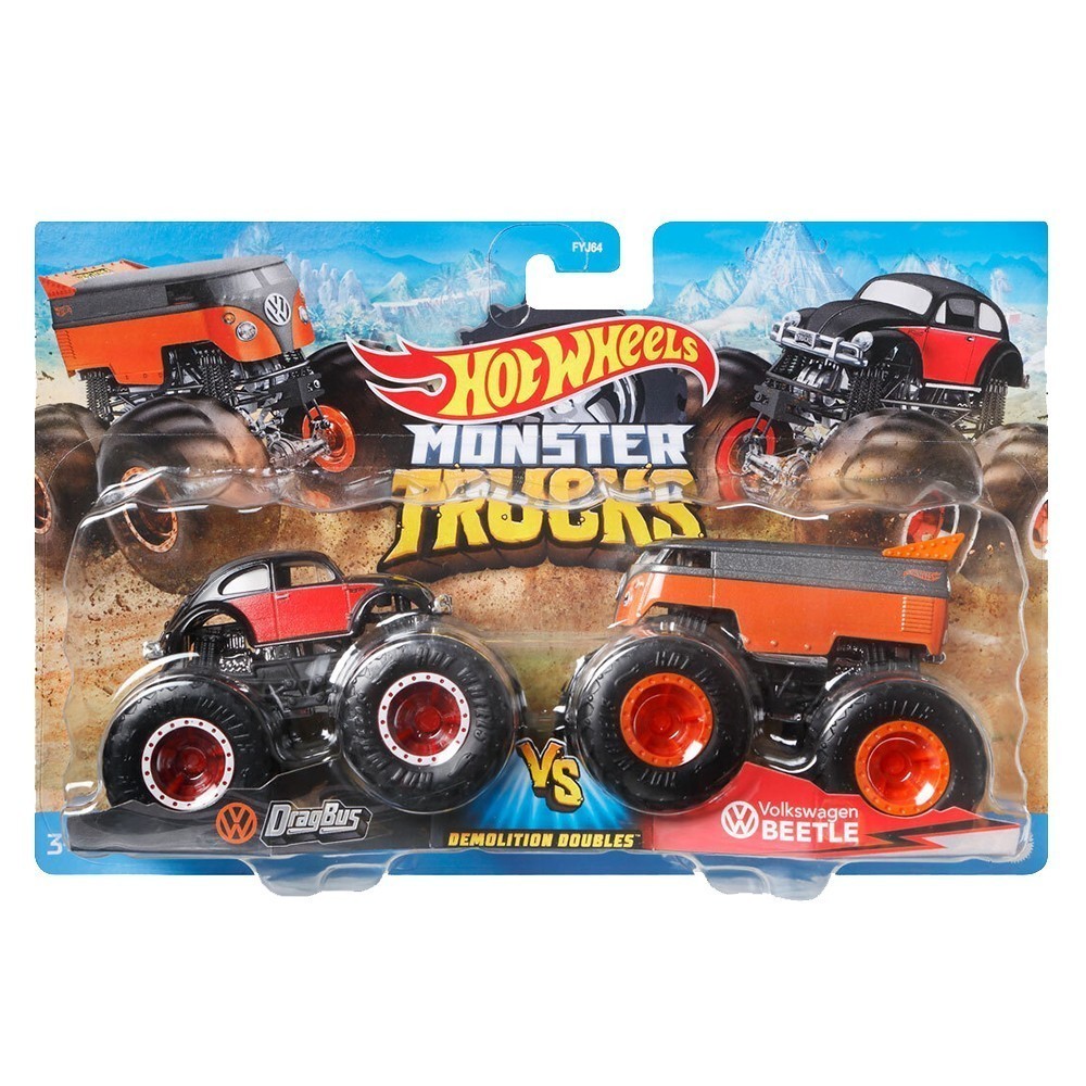 Набір Hot Wheels Monster Trucks 2 автомобіля Drag Bus Vs Volkswagen Beetle FYJ64-23