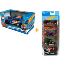 Фото Комплект Hot Wheels Гоночный автомобиль-гараж 2 в 1 HWCC15 + Подарочный набор автомобилей в ассортименте 1806