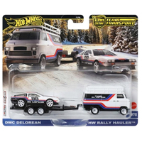 Игровой набор Hot Wheels Premium Car Culture 2025 Team Transport DMC DeLorean + Rally Trailer FLF56-JBM35
